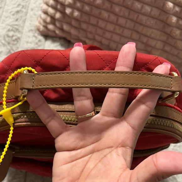 Burberry Red and Tan Quilted Backpack with Gold Hardware - Picture 5 of 16